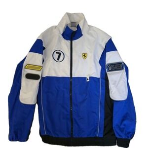 Ferrari Puma Size Large Racing Jacket Track Full Zip Blue White 158 Mens